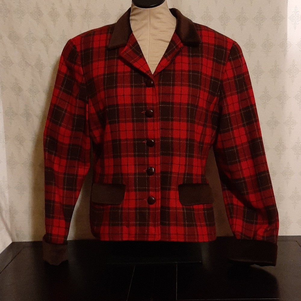 Lizsport Blazer Jacket plaid dark brown  and re